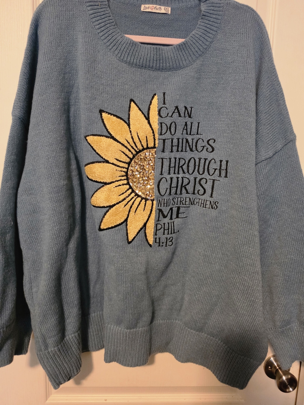 Blue Sunflower Embellished Women's Sweater